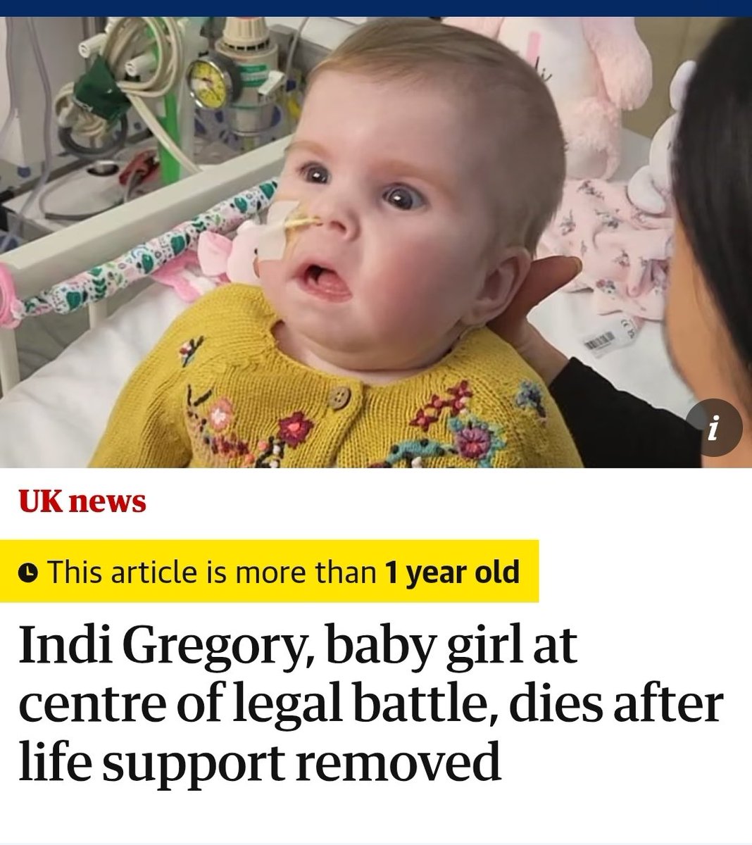 The British Government ordered this Girl to Die.

Indi Gregory had a Mitchondrial condition that would most likely be Fatal. The NHS decided that there was nothing that could be done.

The Parents appealed and tried to get her to a Specialist, the Italian Government offered to