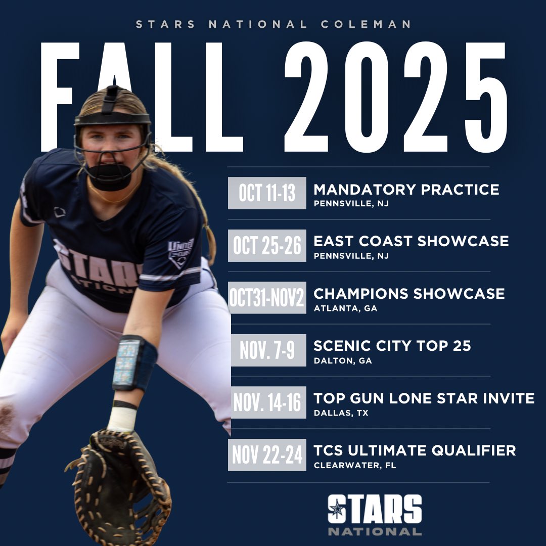 So excited for this fall! Schedule just dropped it’s going to be a great season! <a href="/StarsNatColeman/">Stars National Coleman</a> <a href="/starsnationalfp/">Stars Organization</a>