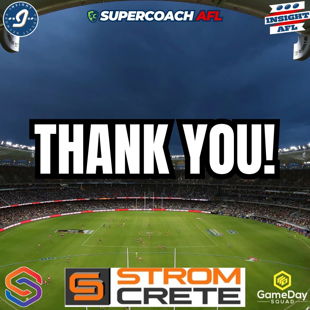 SC Horse 🐴 (@schorse_) on Twitter photo On behalf of the <a href="/InsightFSports/">Insight Podcast Network</a> AFL crew, thank you to everyone for their continued support over the course of the 2025 AFL #SuperCoach season.
A special thanks to <a href="/SilverTopHurls/">Silver Top Hurley</a> & <a href="/SCDeadly/">𝓓𝓮𝓪𝓭𝓵𝔂 ⚜️</a> for their fantastic work during the pre-season and throughout the season. On behalf of the <a href="/InsightFSports/">Insight Podcast Network</a> AFL crew, thank you to everyone for their continued support over the course of the 2025 AFL #SuperCoach season.
A special thanks to <a href="/SilverTopHurls/">Silver Top Hurley</a> & <a href="/SCDeadly/">𝓓𝓮𝓪𝓭𝓵𝔂 ⚜️</a> for their fantastic work during the pre-season and throughout the season.