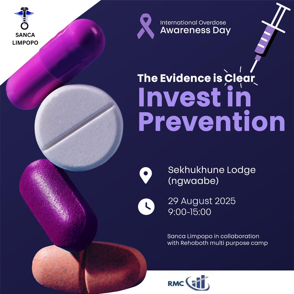 The wait is over! 🎉
This Friday, 29 August 2025, if you’re in Jane Furse, make your way to Sekhukhune Lodge (Ngwaabe Village) from 09:00 to 15:00 as we commemorate INTERNATIONAL OVERDOSE AWARENESS DAY.Let’s stand together to raise awareness, remember lives lost, and spread hope.