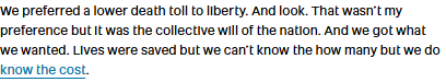 pretty disappointed in people's reading comprehension of the Damian Grant self-circle-jerk about the covid inquiry

he's ego-stroking, engaging in quite major revisionism and tacking on a headline to get Ardern supporters onside

only need this paragraph to understand his intent