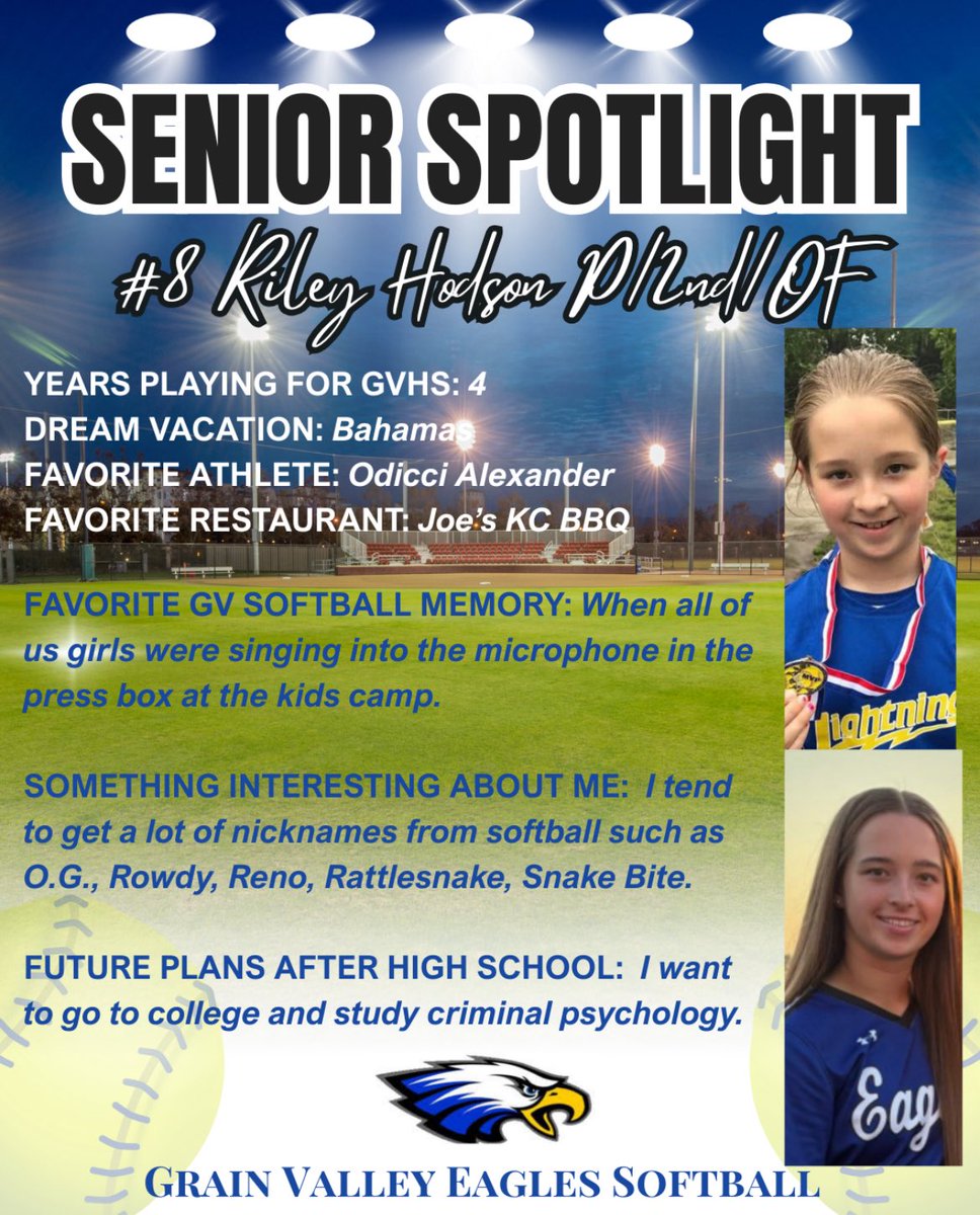 This week’s Softball Senior Spotlight is “Rowdy” Riley Hodson! #TheValleyWay