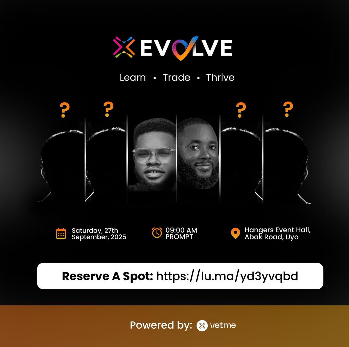 Everyone wants more, more money, more resources, more opportunities, just more!!! 

But have you stopped to ask: Have I evolved enough to handle more?

The Evolve Summit isn’t about getting more, it’s about becoming more.

Registration is live! lu.ma/yd3yvqbd