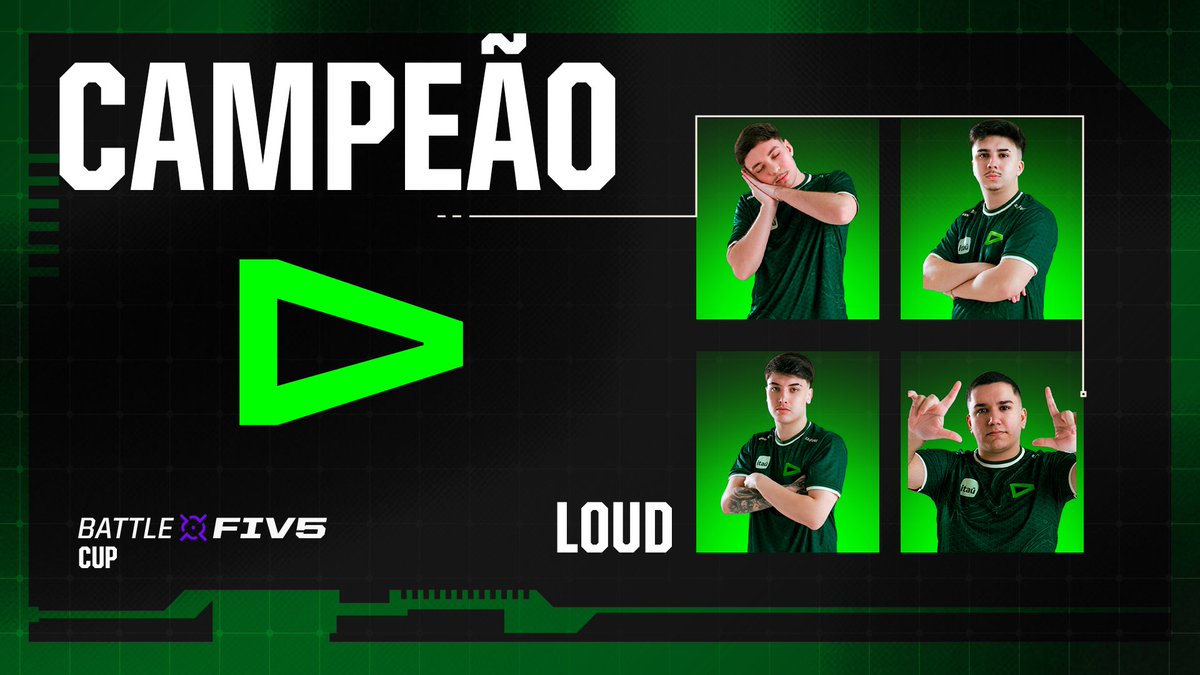 🏆 @loudgg LEVANTA A TAÇA NO BATTLEFIVE CUP! 

 Que final! A LOUD entrou no servidor com tudo e mostrou porque é gigante.

 Rounds emocionantes, jogadas de arrepiar e aquela vitória que vai ficar marcada na história do torneio.

 🔥 Parabéns, campeões! Mais uma taça para a
