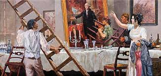 TammiMinoski's tweet photo. #OTD 1814: During the War of 1812, #DollyMadison, the wife of President Madison, instructed men to save #GilbertStuart's Washington Portrait, before evacuating the burning Executive Mansion. https://t.co/kq58BU2ZvA #WarOf1812 #ArtHistory https://t.co/DHCYCPsjhH