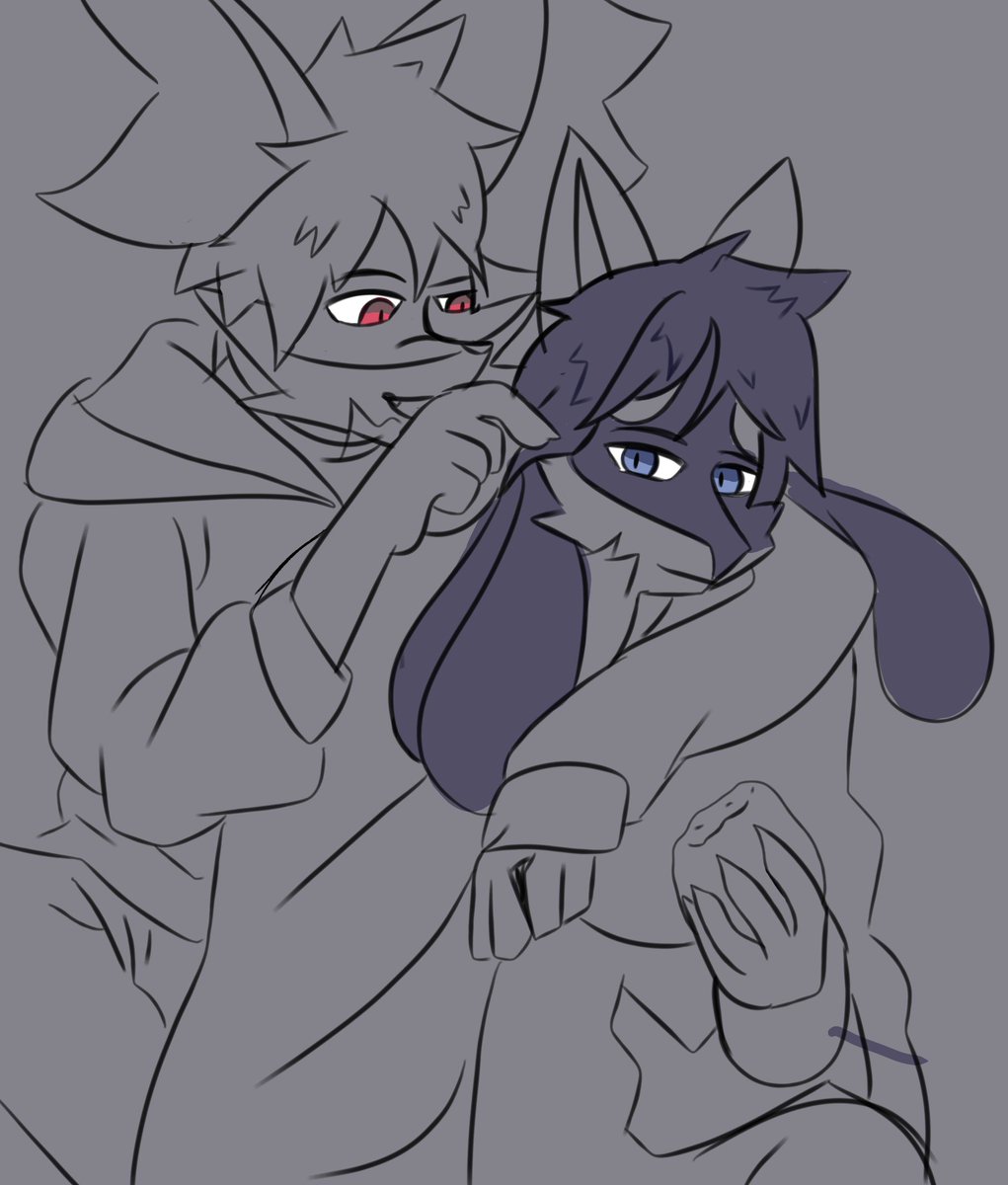 Doodle of two friends enjoying each other's company.

#Lucario #delphox #pokemon