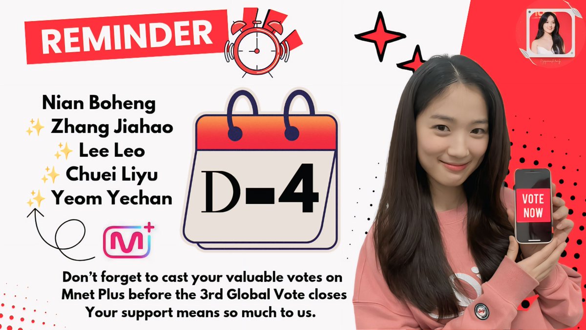Hyeyoonista (VT) (@thepjverse) on Twitter photo ๐ข Reminder!
โฐ Only 4 days left!
Letโs show our support by voting for:
โจ Nian Boheng
โจ Zhang Jiahao
โจ Lee Leo
โจ Chuei Liyu
โจ Yeom Yechan
Cast your votes on Mnet Plus before the 3rd Global Vote closes.
#KimHyeyoon #๊นํ์ค #ใญใ ใใฆใณ
#้ๆ ๅฅซ #BOYS2PLANET
#๋ณด์ด์ฆ2ํ๋๋ ๐ข Reminder!
โฐ Only 4 days left!
Letโs show our support by voting for:
โจ Nian Boheng
โจ Zhang Jiahao
โจ Lee Leo
โจ Chuei Liyu
โจ Yeom Yechan
Cast your votes on Mnet Plus before the 3rd Global Vote closes.
#KimHyeyoon #๊นํ์ค #ใญใ ใใฆใณ
#้ๆ ๅฅซ #BOYS2PLANET
#๋ณด์ด์ฆ2ํ๋๋