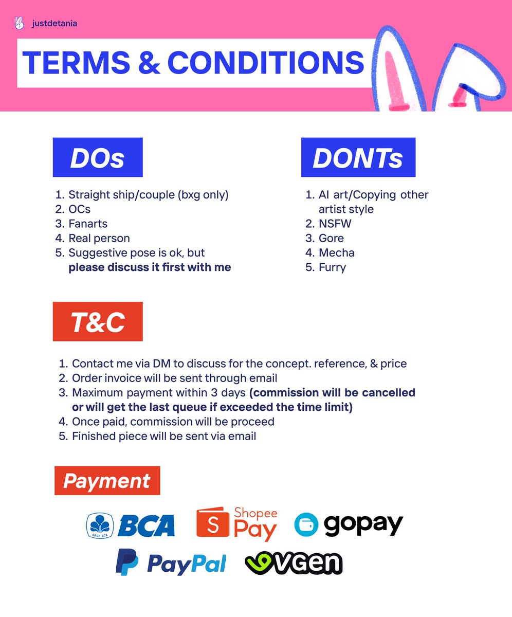 hii everyone! since august nearly ends, i'll be giving out 30%+ discount for my comms🙌🏻

available for 25-31 august only, please DM me if you're interested^^ 
(kindly @ after dm)

vgen: vgen.co/justdetania
more info⬇️⬇️
#Commission #comissionopen #VGenComm #artidn