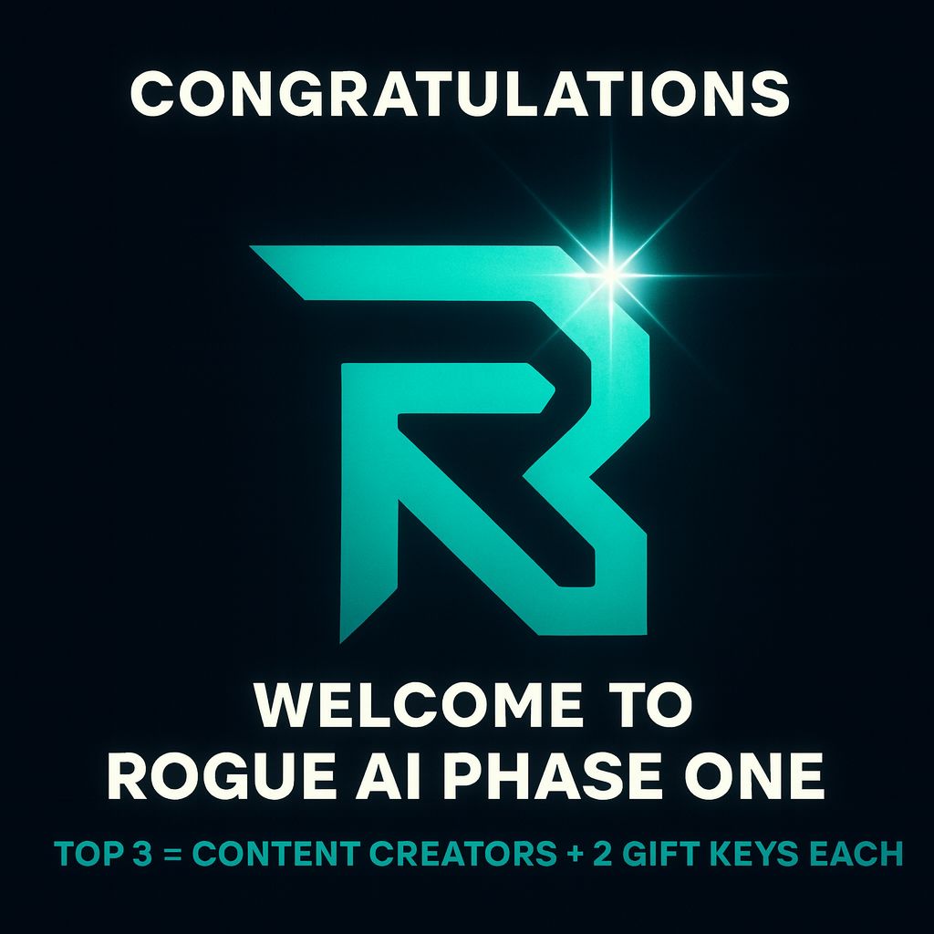 RogueAITrading's tweet image. 🚀 The results are in… our Rogue AI Phase One giveaway was 🔥

Congrats to the Top 5 promoters who brought the heat &amp;amp; earned FREE access:
🏆 @JulieKennis2 (Content Creator – 2 extra keys) 
🏆 @MeloryKnoxx (Content Creator – 2 extra keys) 
🏆 @CaliCrypto714 (Content Creator – 2…