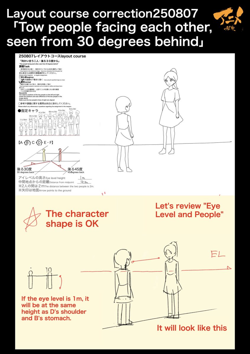 Layout course correction250807
「Tow people facing each other, seen from 30 degrees behind」