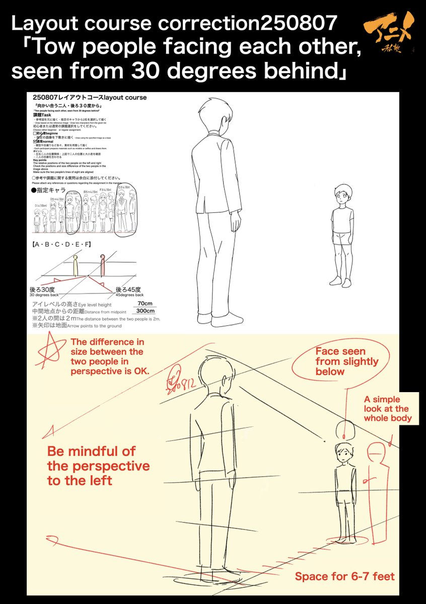 Layout course correction250807
「Tow people facing each other, seen from 30 degrees behind」