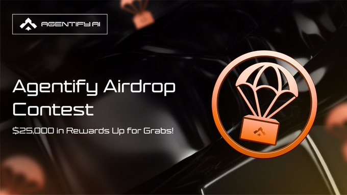 New Airdrops : Agentify <a href="/agentifyxyz/">Agentify</a> 
🏷 Reward : 25000 USD
🪂 Register : airdrop.agentifyai.xyz/?ref=cmeqgek7k…
➖️ Connect New Wallet
➖ Join Telegram 
➖ Follow Twitter &amp; Retweet 
➖ Complete Task
➖️ Transaction Optional 
➖️ Done

📖 Every point gets you closer to the top rewards tier
