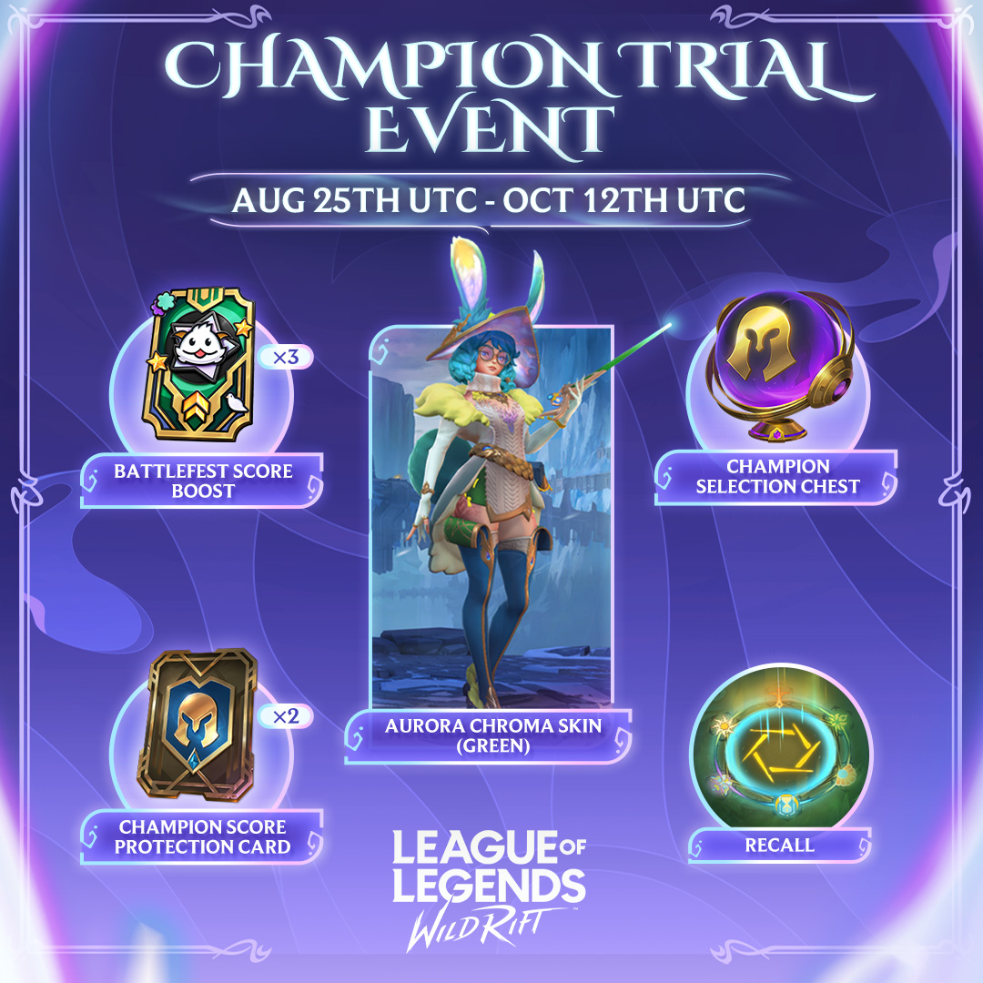 Change is on the horizon and it’s got goodies in tow! Expand your pool by joining our Champion Trial Challenges with a new champ and bag some rewards along the way ⚡