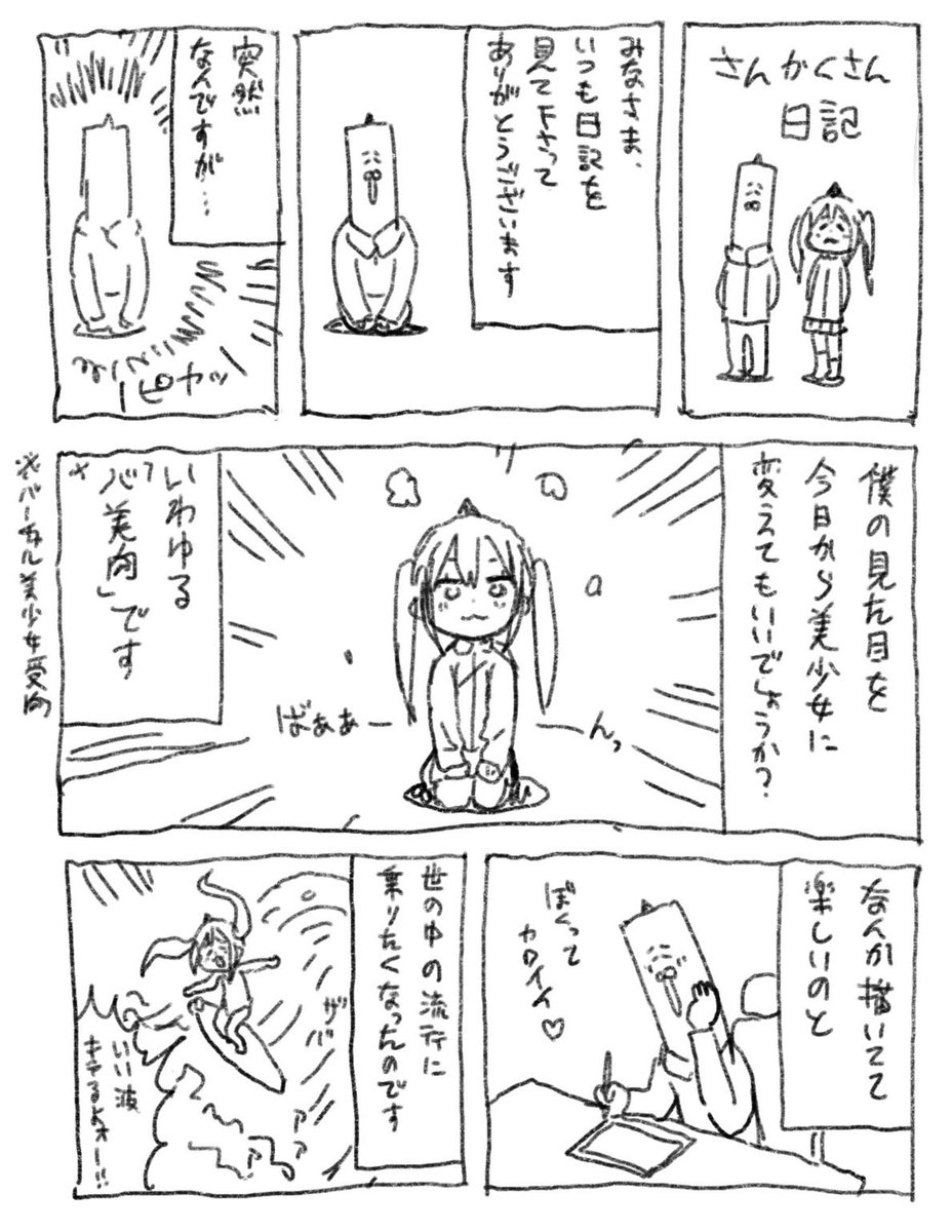 新しくフォローしてくださった方々が僕の自画像が美少女に変わっている事に驚いているので、僕が美少女になった時の日記を貼っておきます🦭🦭🦭 