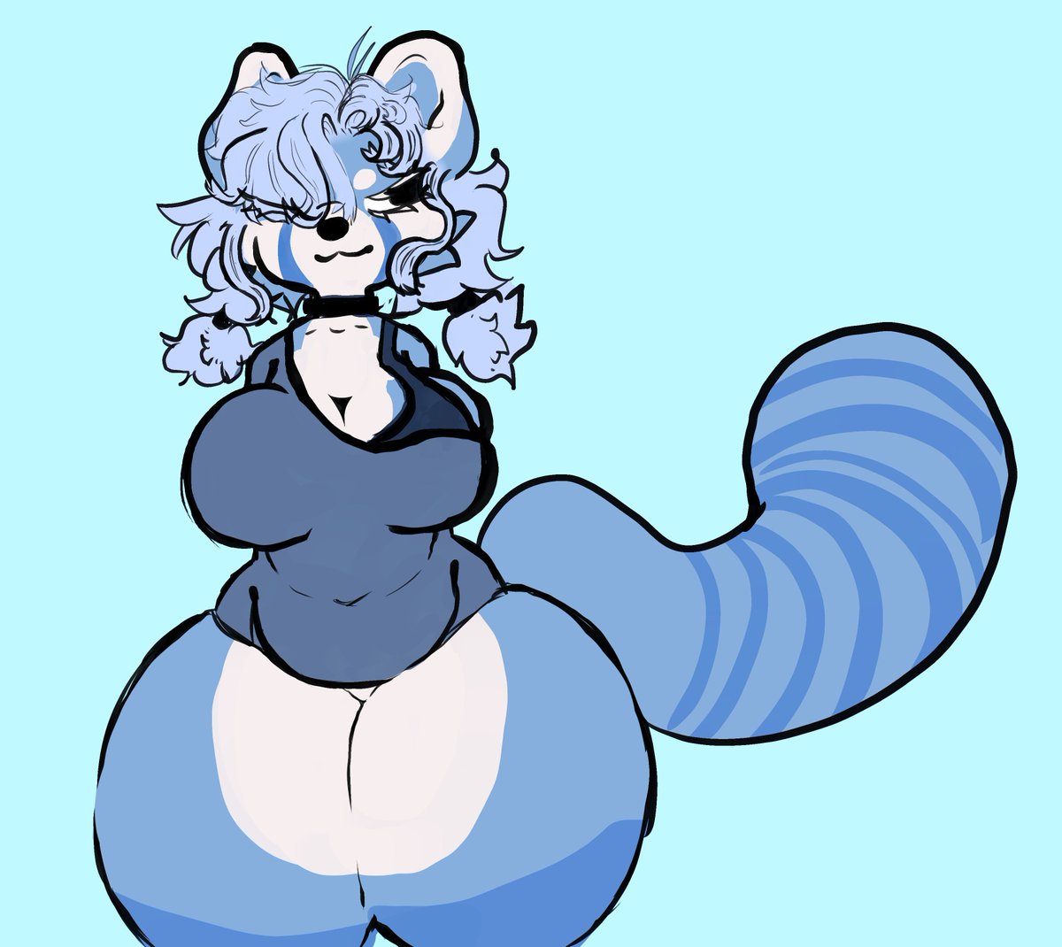 new oc, shes a red panda.. but blue, her name is aurora