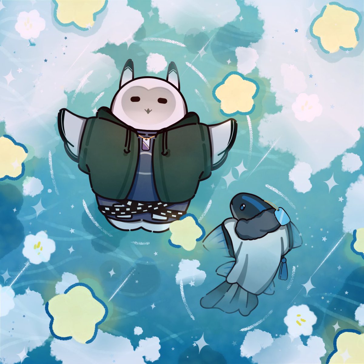 Tomomo『WISPVT』 | 🐉🐇 (@tomomosalt) on Twitter photo The art for this schedule was made by Veyy on vgen (link in the replies!)
Finally a peek at my true fish form along with this cute owl <a href="/VariaToriVT/">Varia 🪽 Bird VTuber 🪽</a> :D
#artozora The art for this schedule was made by Veyy on vgen (link in the replies!)
Finally a peek at my true fish form along with this cute owl <a href="/VariaToriVT/">Varia 🪽 Bird VTuber 🪽</a> :D
#artozora