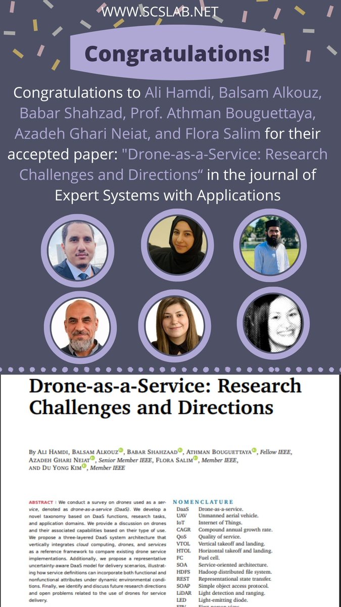 SCSLab's tweet image. 🎉Congratulations to Ali Hamdi, Balsam Alkouz, Babar Shahzad, Prof. Athman Bouguettaya, Azadeh Ghari Neiat, and Flora Salim for their accepted paper in the Journal of Expert Systems With Applications🎉

🔹 Link to the paper: ieeexplore.ieee.org/document/11134…