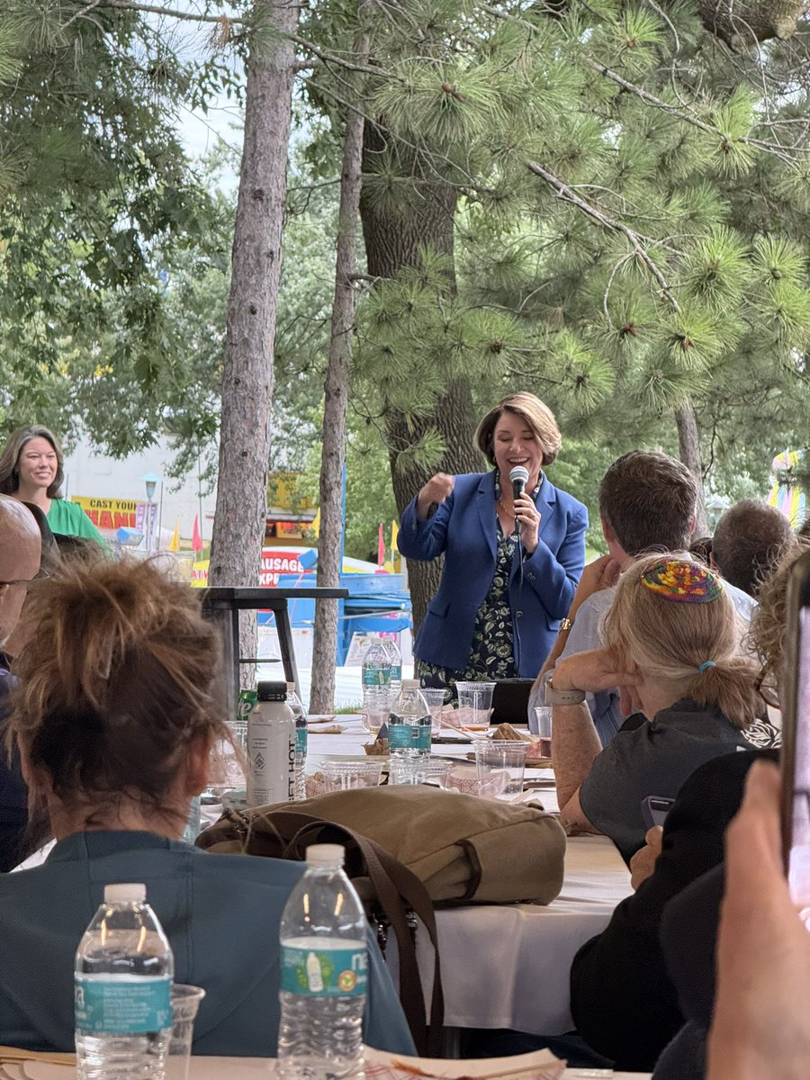 Day one in Minneapolis for the Democratic National Committee meeting. 60° and perfect. Stood with AFGE and the MN AFL-CIO at the State Fair against cuts to federal workers’ bargaining rights. Gov. Walz and Sen. Klobuchar at the welcome. Pork chop on a stick &amp; cheese curds. #DNC