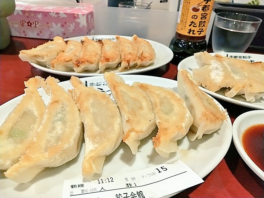 宇都宮に来たならやることは一つ
ひとり餃子パーリーを始めるよ！
もってくれタカシの胃袋！
( ・`д・´)