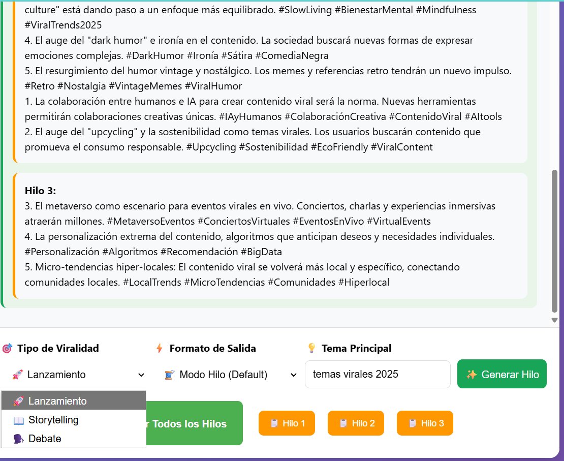 ¡HERRAMIENTA EN BETA! 🚀 Creada con IA para generar hilos virales. 100% gratis. 
Ingresas un tema
Recibes 3 borradores de hilos en segundos
Los personalizas y publicas💡
👉 Pruébalo aquí: juanfranco1428.pythonanywhere.com
#IA #BetaTester #Marketing #HilosVirales #AIAgents #Tech