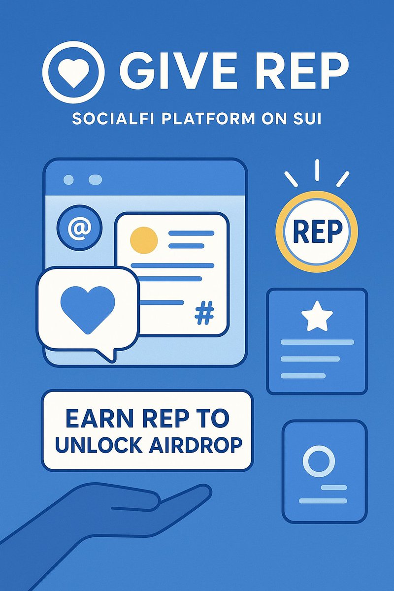 aidrop2024's tweet image. 🚀 Biến tương tác xã hội thành tài sản on-chain!

Với GiveRep trên Sui, mỗi like, comment, hay bài viết chất lượng đều giúp bạn tích lũy REP 👉 mở khóa airdrop &amp;amp; quyền lợi đặc biệt. 🌐✨
@GiveRep 
#SocialFi #GiveRep #SuiBlockchain
