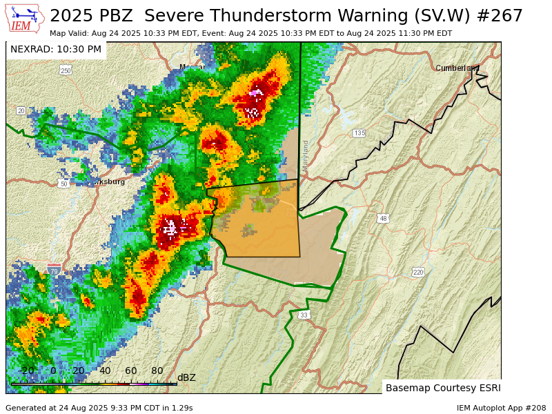 PBZ issues Severe Thunderstorm Warning [wind: 60 MPH (RADAR INDICATED), hail: 0.00 IN (RADAR INDICATED)] for Preston, Tucker [WV] till 11:30 PM EDT mesonet.agron.iastate.edu/vtec/f/2025-O-…