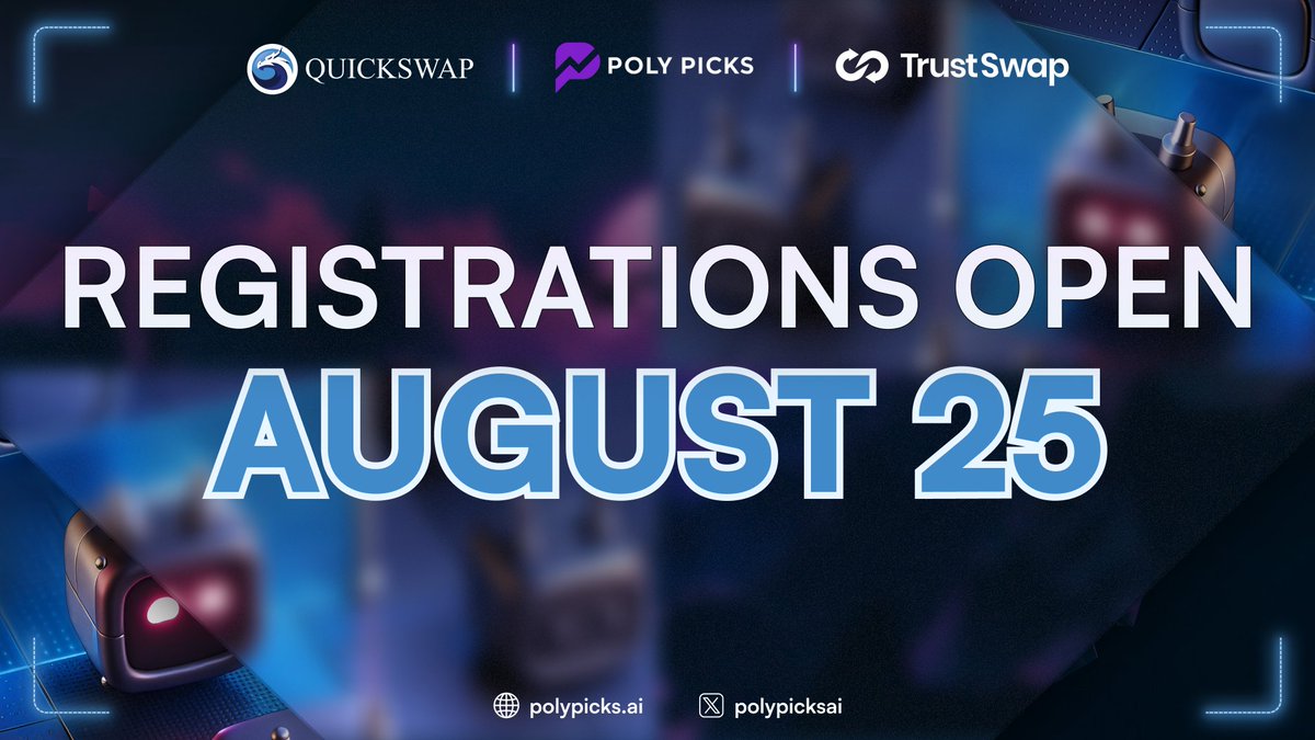 Reminder: registrations for the $PICKS token sale open on QuickLaunch today, August 25 at 5:00 PM UTC.

14 hours to go.

Things are heating up fast for <a href="/polypicksai/">Poly Picks AI</a> 🤖
