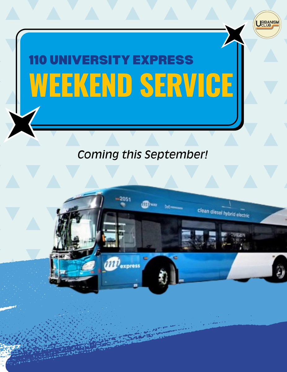 utmurbanism's tweet photo. Hello, Urbanism Family!
Thanks to all your support, we have had yet another successful year! We are happy to announce a huge advocacy win: The 110 bus service will now also run on the weekend! π
#urbanism #bus #mississauga #transit #advocacy #uoft #miway https://t.co/kge89qDkAU