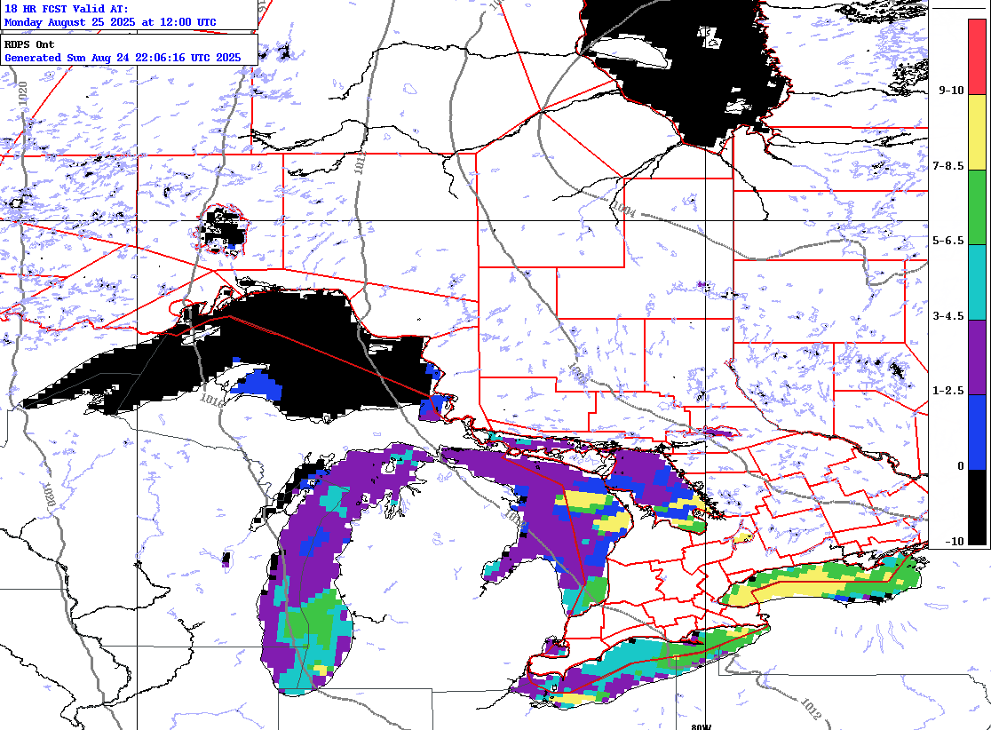 Great Lakes Waterspout Outbreak Update
Numerous waterspouts were reported over the Great Lakes on Sunday. Waterspouts will continue to develop through to Tuesday. Send us your reports! Here is our forecast map for 8 am EDT Monday icwr.ca #miwx #ohwx #onwx
