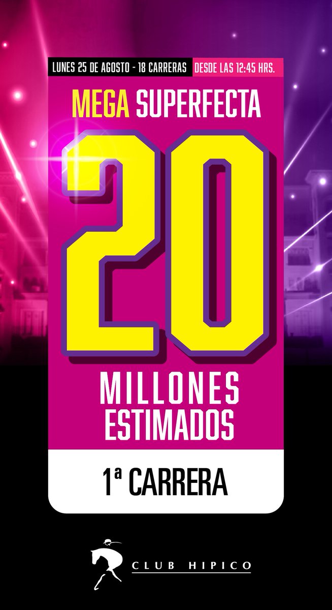 💰😁 Nos vemos mañana desde las 12:45 horas con un gran pozo de $20 millones en la apuesta Mega Superfecta.

Estudia el programa en ClubHipico.cl 👀

Nos vemos 😉👌🏻

🏇🏽🏇🏽🏇🏽