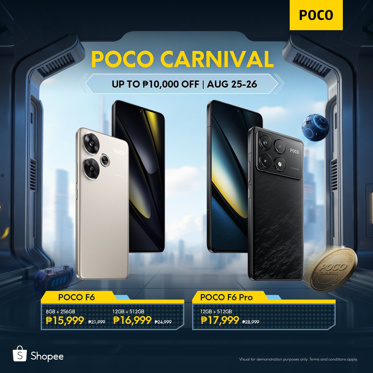 POCOPilipinas's tweet image. ⚡ Power meets performance! ⚡ Get your hands on the #POCOF6 and #POCOF6Pro  during POCO Carnival on Shopee thisl August 25–26 and score up to ₱10,000 OFF! 

🛒 Check out now: shopee.ph/pocoofficialst…