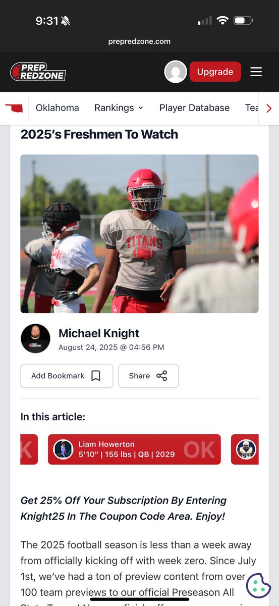 Liam Howerton (@liamhowerton) on Twitter photo Grateful 🙏🏼 to be included in the watchlist for freshman in the state of Oklahoma.🏈 Thank you! <a href="/PrepRedzoneOK/">Prep Redzone Oklahoma</a> #OKPreps
<a href="/1BroncoFootball/">Mustang Football</a> <a href="/RecruitMustang/">Mustang Football Recruiting</a> <a href="/QBHitList/">QBHitList.com</a> <a href="/CoachLeeBlank/">Lee Blankenship</a> <a href="/dmiller40/">Coach Miller</a> <a href="/coachmac_/">Cody McDaniel</a> <a href="/TylerMassey21/">Tyler Massey</a> <a href="/doranj17/">Coach Doran</a> <a href="/Waleed_Gaines/">waleed gaines 🏈</a> <a href="/CoachDeas/">Justin Deason</a> <a href="/MHSBroncoSports/">MHS Bronco Sports</a> Grateful 🙏🏼 to be included in the watchlist for freshman in the state of Oklahoma.🏈 Thank you! <a href="/PrepRedzoneOK/">Prep Redzone Oklahoma</a> #OKPreps
<a href="/1BroncoFootball/">Mustang Football</a> <a href="/RecruitMustang/">Mustang Football Recruiting</a> <a href="/QBHitList/">QBHitList.com</a> <a href="/CoachLeeBlank/">Lee Blankenship</a> <a href="/dmiller40/">Coach Miller</a> <a href="/coachmac_/">Cody McDaniel</a> <a href="/TylerMassey21/">Tyler Massey</a> <a href="/doranj17/">Coach Doran</a> <a href="/Waleed_Gaines/">waleed gaines 🏈</a> <a href="/CoachDeas/">Justin Deason</a> <a href="/MHSBroncoSports/">MHS Bronco Sports</a>