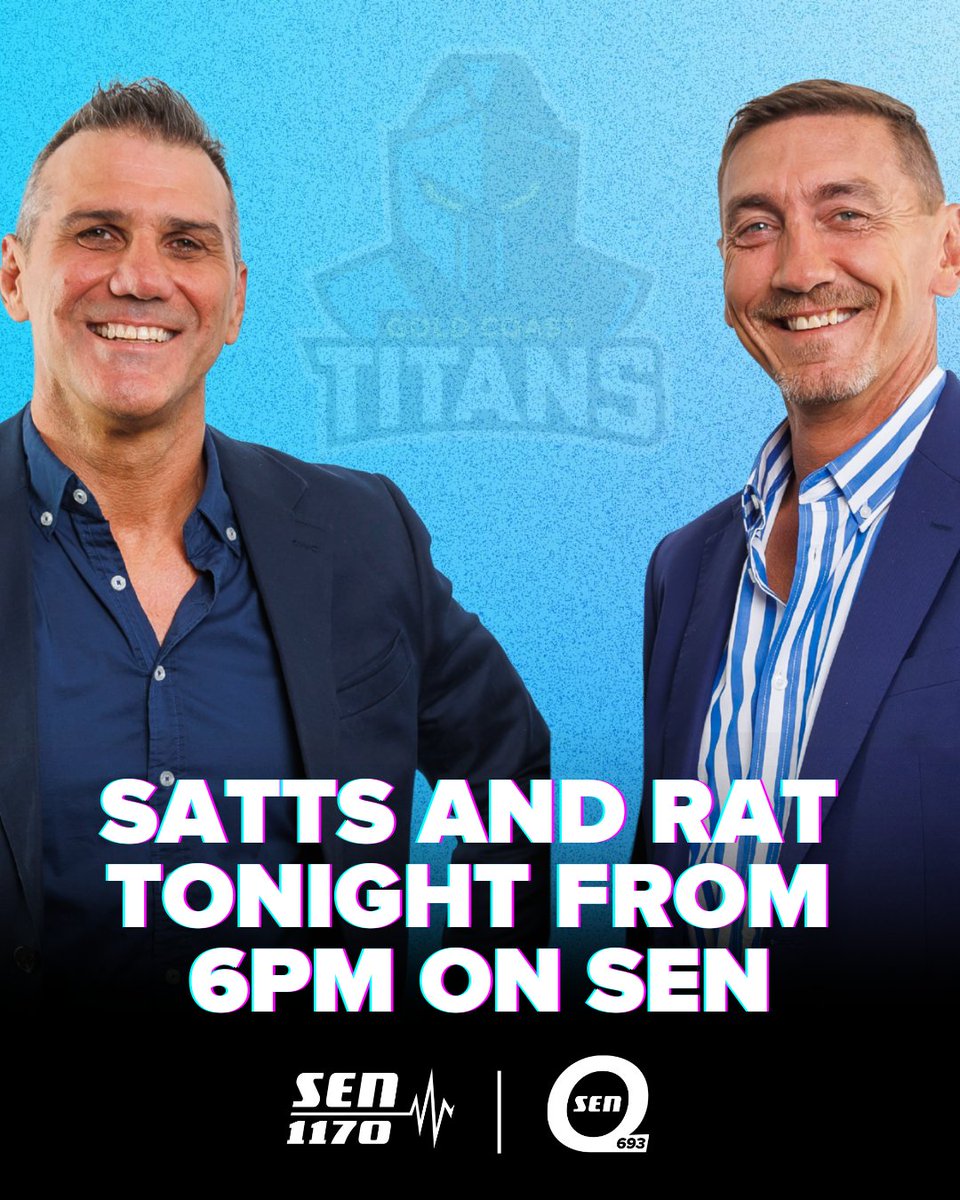 You don't want to miss this one 👀

Sportsday with Satts and Rat today from 6pm with Titans CEO Steve Mitchell after Satts was announced as the new director of football!

6-8pm on 1170AM, SENQ 693, and 1620AM | #NRL