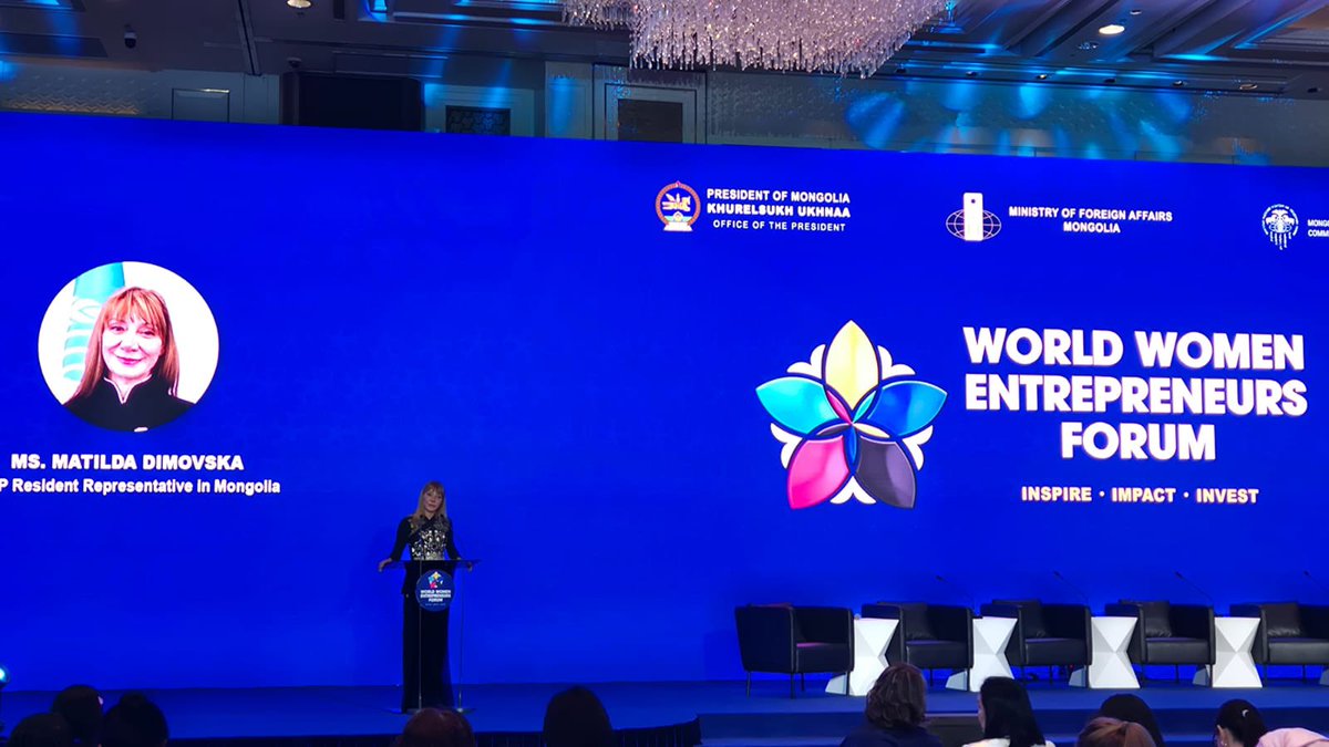 MatildaDimovska's tweet image. Women’s entrepreneurship is key to navigating today’s shocks &amp;amp; shaping tomorrow’s markets from the just energy transition to digital innovation for inclusive, sustainable growth. Great to speak at Plenary session of the WWEF 2025, held under auspices of 🇲🇳President @UKhurelsukh.