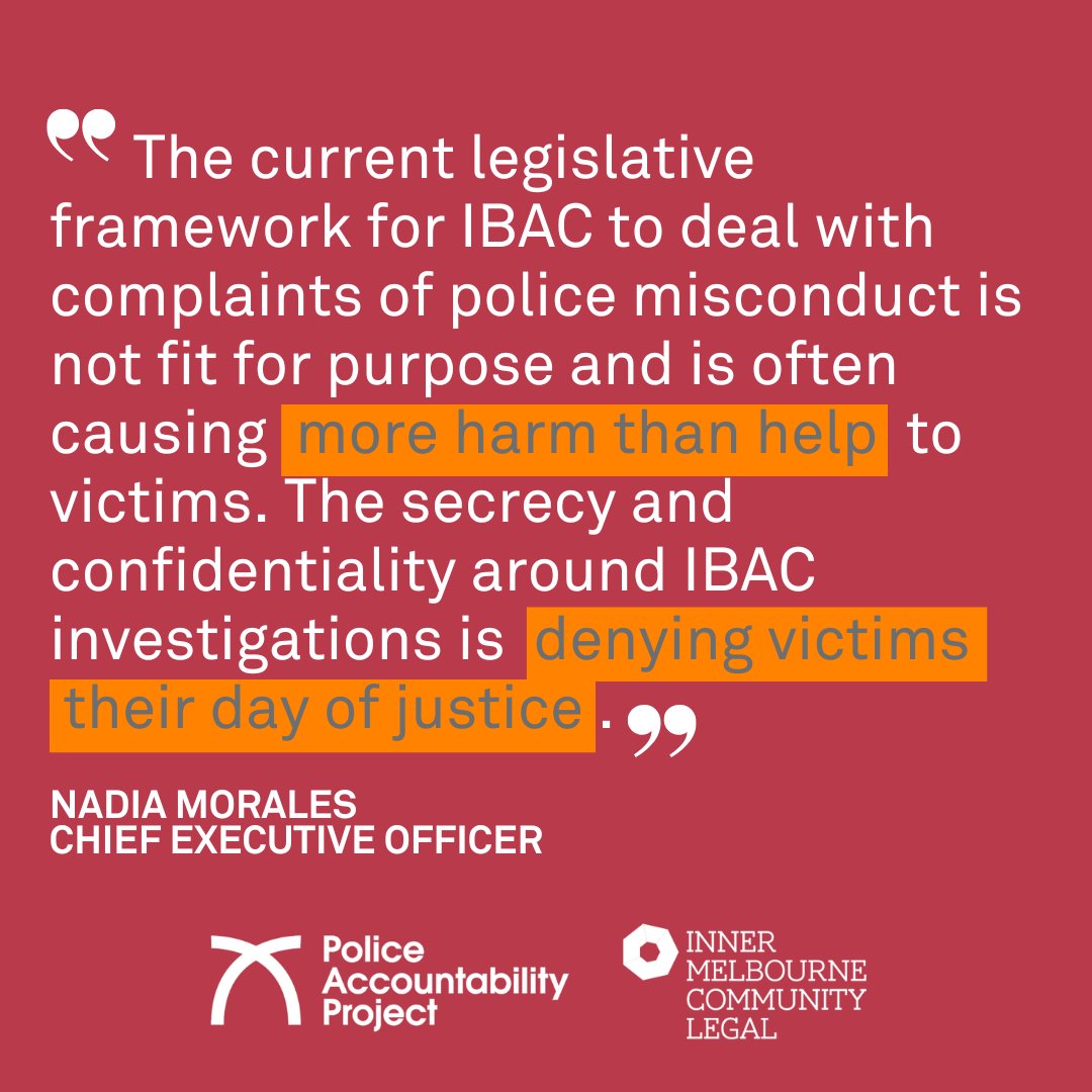 Victims of police misconduct are having their voices silenced by a system that is failing to provide justice, transparency and accountability.  This needs to change, IMCL will tell a Parliamentary inquiry this afternoon.  Read more: imcl.org.au/news/media-rel…