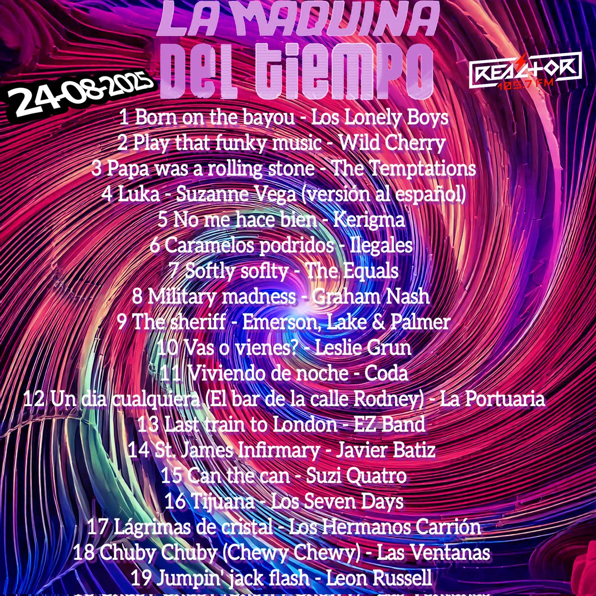 La Máquina del Tiempo de Reactor 105.7 FM (@lamaquina105) on Twitter photo Les dejamos la programación del día de hoy. Los esperamos el próximo domingo 14:00 hrs. por el 105.7 fm.  <a href="/RockJinete/">Jinete Rock</a> <a href="/PacoMemoRock/">Paco Memo Rock</a> <a href="/elomar_ze/">Omar Salazar</a> Les dejamos la programación del día de hoy. Los esperamos el próximo domingo 14:00 hrs. por el 105.7 fm.  <a href="/RockJinete/">Jinete Rock</a> <a href="/PacoMemoRock/">Paco Memo Rock</a> <a href="/elomar_ze/">Omar Salazar</a>
