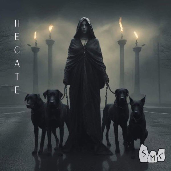 #MythologyMonday 

Hecate, Queen of Witches,  Goddess of the Crossroads &amp; Night, is closely associated with her sacred dogs which herald her arrival at the crossroads by barking or howling.

They are depicted as black, &amp; belonging to the Ancient Greek #Molossus breed.  

The dogs