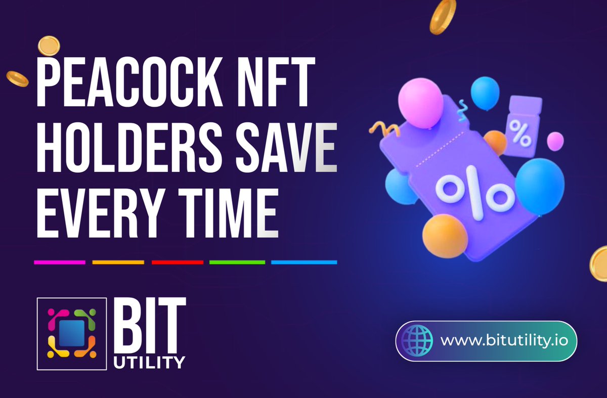 Every crypto payment you make with BitUtility comes with a fee—unless you’re a Peacock NFT holder. 

With it, you enjoy 0% fees for life across 24,000+ services.

🟢 Save more. Earn more. Do more.

💠 4,900 NFTs. Infinite possibilities. Get in early: forms.gle/iSp8LvMaop8o4f…