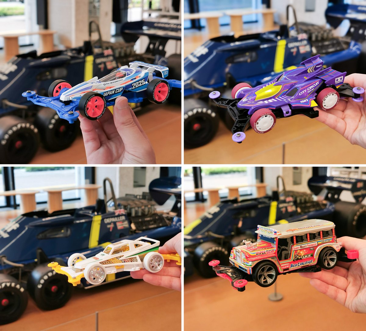 実車『タイレルP34』と #ミニ四駆 です😊🏁ご来場の際は、ぜひ記念撮影をどうぞ📸

📌『タイレルP34』の実車展示は、本日8月25日(月)まで
📌明日26日からは『1/1 エアロ アバンテ』を展示予定

#tamiya_tokyo