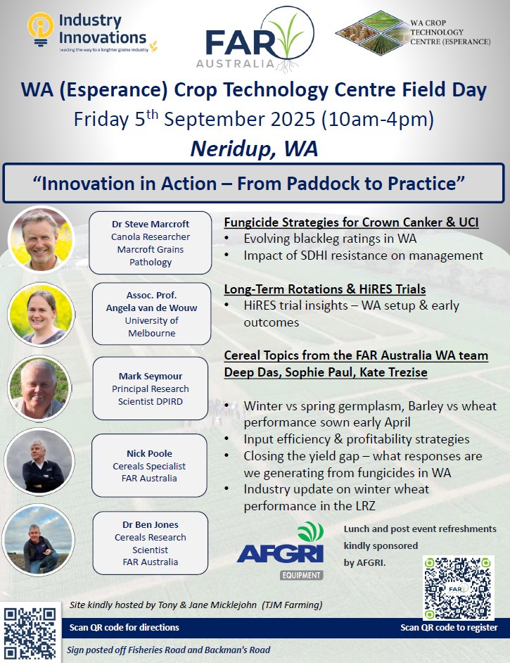 Esperance Field Day for 2025
Finish the week with FAR Australia! Join us for a relaxing sundowner from 3.30pm onwards.

REGISTER HERE: faraustralia.com.au/archives/event…