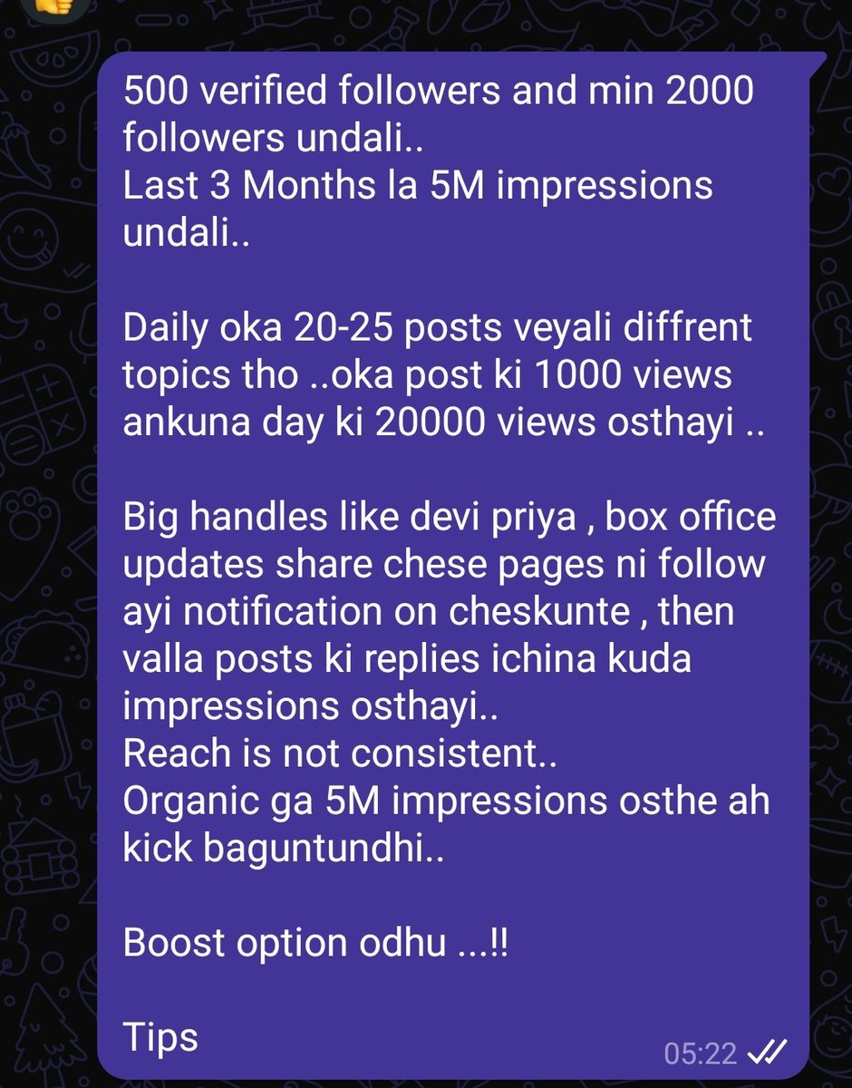 saradagakasepu4's tweet image. Reach Tips..
As per my knowledge..
Both Verified and Non Verified Followers do engage with my Posts .

My 3 months Analytics...!!

Let us Support Each Other, Grow Together Guys 🫰🫰
#ReachTips #X #Monetization