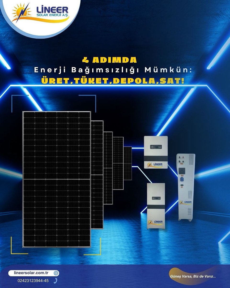 ⚡ Enerjide bağımsızlık artık sizin elinizde!
Üretin, tüketin, depolayın ve hatta satın…
Lineer Solar ile güneşin gücünü kazanca dönüştürün. ☀️

🌍 Daha sürdürülebilir, daha güçlü bir gelecek için doğru adrestesiniz.

🔗 lineersolar.com.tr
📞 0242 312 39 44 - 45