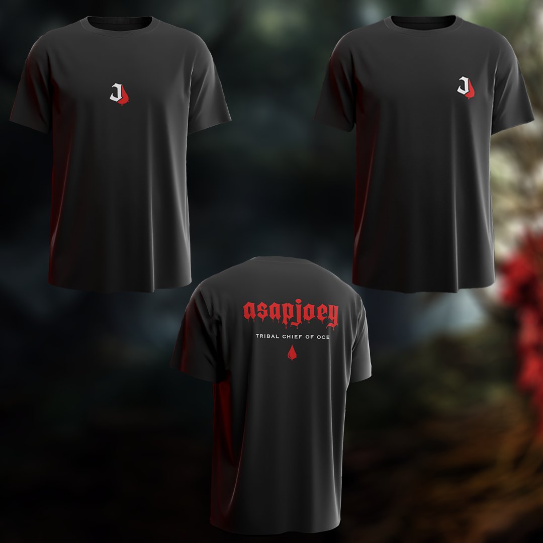 asapjoeyx's tweet image. 🩸asapjoey 2025 merch reveal 🩸

very proud to show you guys the final designs of my merch! the individual themes of  'the tribal chief of OCE', 'bloodline origins' and 'classic logo' i wanted moreso as streetwear versus what standard streamer merch is. all merch output will be…