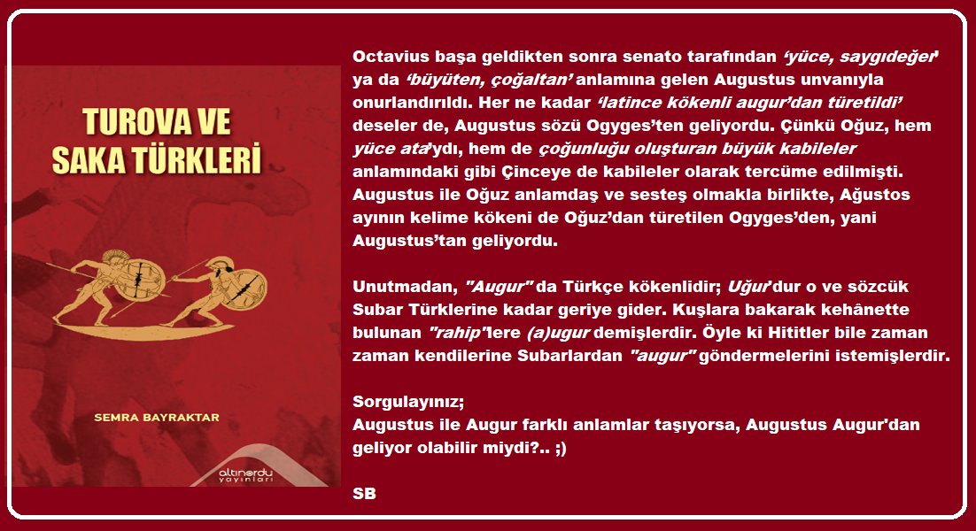 Oğuz → Ogyges → Augustus
Uğur → Augur
#Türkçe