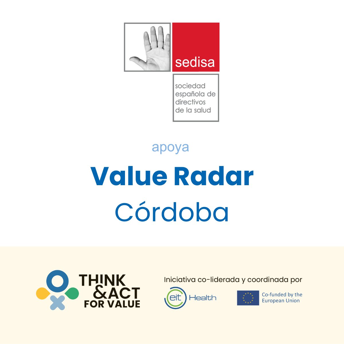 La Sociedad Española de Directivos de la Salud (SEDISA) se adhiere a Think &amp; Act for Value y suma su apoyo a su iniciativa Value Radar Córdoba, un evento clave para promover la innovación orientada a una atención sanitaria basada en valor.

👉 valueradarcordoba.vfairs.com