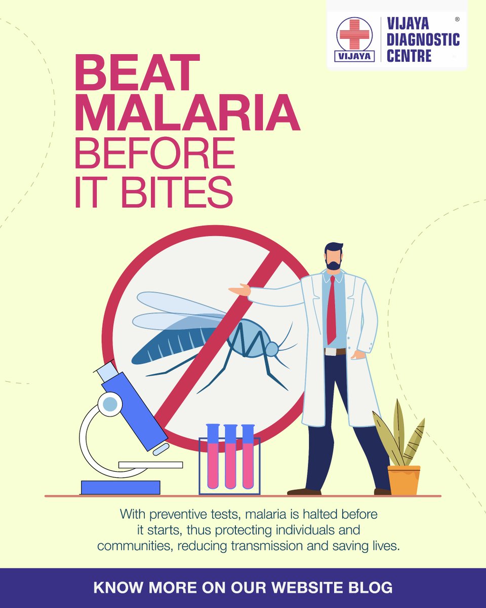 VdcConnect's tweet image. One simple test can break the chain of malaria transmission.
Learn more on our blog: vijayadiagnostic.com/blog/before-th…

#BeatMalaria #StayProtected #EarlyTesting #HealthFirst #PreventiveCare #FightMalaria #SafeAndHealthy #VijayaDiagnosticCentre
