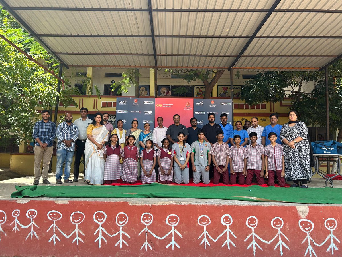 SuchitraAcad's tweet image. Project Pulse Success! 🙌 CPR training at Zilla Parishad High School, Jeedimetla with Star Hospitals. Building a culture of care &amp;amp; saving lives! ❤️ #ProjectPulse #CPRTraining #StarHospitals #CommunityFirst #HealthAwareness