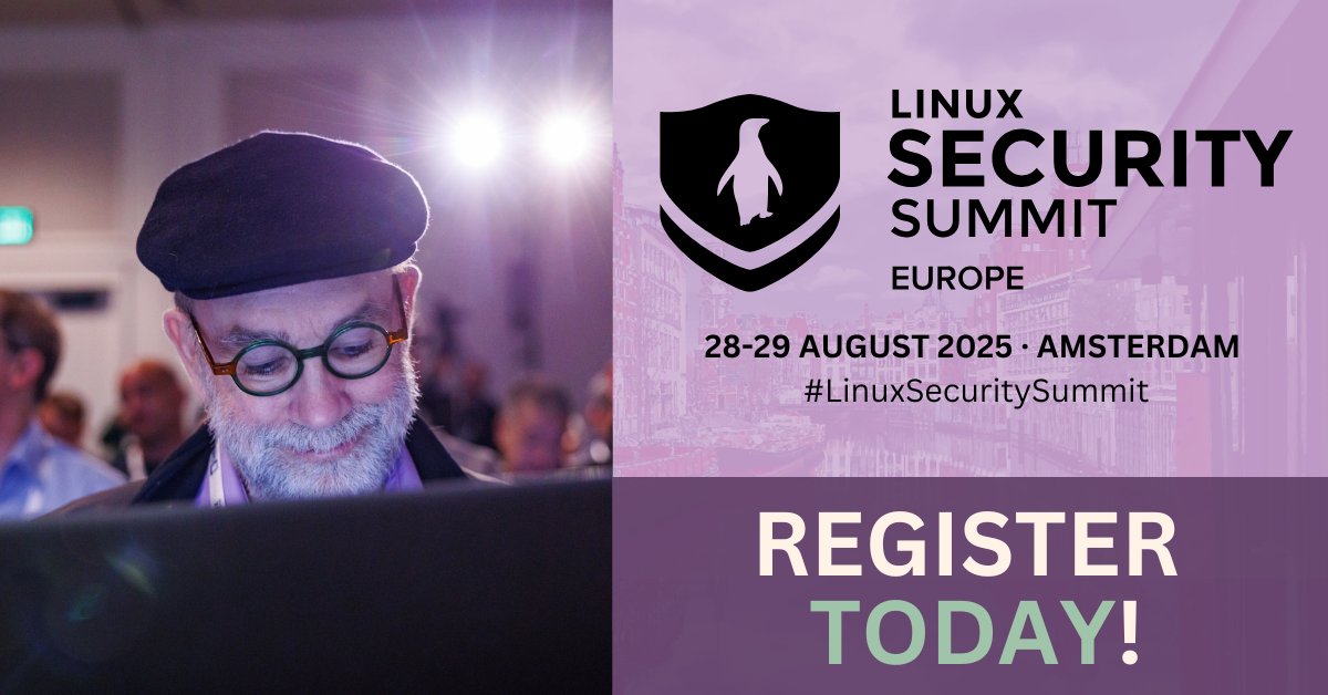 linuxfoundation's tweet image. Last chance to register for #LinuxSecuritySummit Europe!
2 days of expert-led sessions on #kernel defenses, real-world attacks & collaborative solutions.
๐๏ธ USD$399 | Academic & hobbyist pricing available
๐
Amsterdam | 28โ29 Aug
๐ hubs.la/Q03DvhCd0
๐โฆ