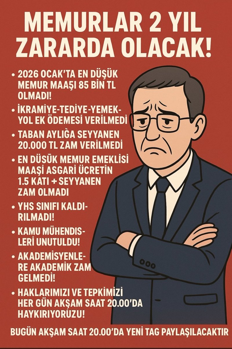 Memurlar toplu satış sözleşmesiyle,
sefalete terk edilmek isteniyor.
Güdümlü sendikacılık ve hakem heyeti tarafından ortaya konulan tiyatroyu kabul etmiyoruz.
Bu akşam hep birlikte emeğimizi savunacağız.
#memurusattınız