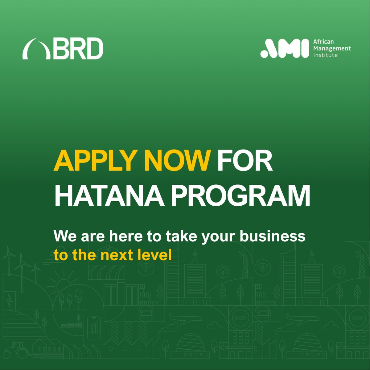 Got big dreams for your SME?

HATANA Program applications are NOW OPEN! 

This is your chance to access the tools, mentorship &amp; support to take your business further.

👉 Apply today at hatana.brd.rw